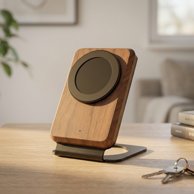 2026 Trending product new arrivals magnetic wireless charger Stand Electronics portable Solid wood charger for phone17 /16/15