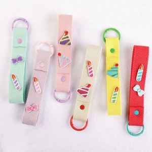 Custom Korea INS Style Nylon Keychain for Bags Decoration Bottle Metal Carabiner Anti-loss <b>Key</b> <b>Chain</b> Strap With Small Patch - Product Image 3