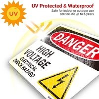 Señal de Peligro de Alto Voltaje, Adhesivo de Advertencia de Riesgo de Descarga Eléctrica, 10X7 Pulgadas, Resistente a la Intemperie, Uso Interior o Exterior