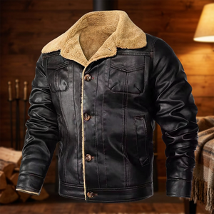 OEM Custom Genuine Leather 100% Cotton Lining High Quality Casual Loose Winter Zipper Front <b>pilot</b> Flight <b>Jacket</b> Quick Dry - Product Image 1