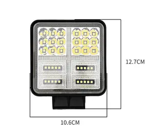 Auto Led Werklamp 4.5 Inch Vierkante Off-Road Auto Licht Kruis Geel Flitsring Spotlicht