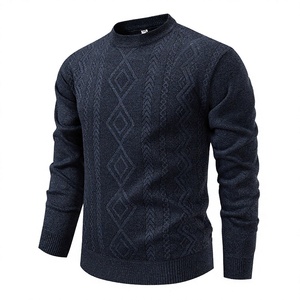 Pull-over en polyester épais et chaud pour homme, à motif géométrique, doublé polaire, idéal pour l'automne et les tenues décontractées des hommes d'âge mûr - Collection transfrontalière - Product Image 4