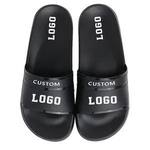 Fabrik tun Sie Ihren Druck Logo Herren Damen Slipper Hotel Dusche Pvc Home Slides Benutzer definierte Schuhe Logo Sandalen Hausschuhe