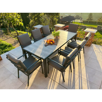 Mobilier de terrasse moderne Ensemble de table longue en aluminium Mobilier de jardin Table à manger pour restaurant Tables et chaises d'extérieur