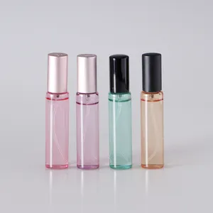 Custom color painted 10ml pink tube glass perfume spray bottle with variety color cap