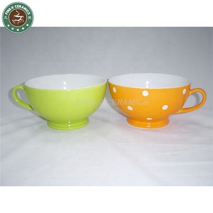 Taza <span class=keywords><strong>de</strong></span> porcelana para <span class=keywords><strong>desayuno</strong></span>, tazón <span class=keywords><strong>de</strong></span> cerámica con logotipo personalizado, tazón <span class=keywords><strong>de</strong></span> sopa <span class=keywords><strong>de</strong></span> color marrón, azul y amarillo <span class=keywords><strong>de</strong></span> gran capacidad con mango completo - Product Image 6