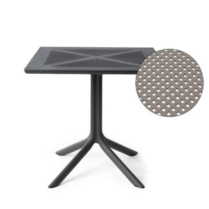 Mesa de Patio Cuadrada de Plástico Perforado con Base de Cuatro Patas y Pedestal Único, Mesa de Bistró para Jardín, Cafetería, Balcón - Product Image 6