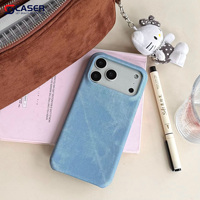 Étui de téléphone semi-couvrant élégant pour iPhone 11 12, coque de téléphone en toile denim de couleur unie anti-chute pour iPhone 17 16 15 Promax