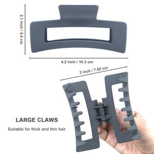 Pinces à cheveux géantes de 11 cm, accessoires pour femmes, couleur unie, plastique, extra larges, rectangulaires, mates, pour cheveux épais - Product Image 2