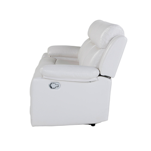 White Faux Leather Square Tufted <b>Modern</b> Reclining <b>Sofa</b> Set with LED Lights - Product Image 3