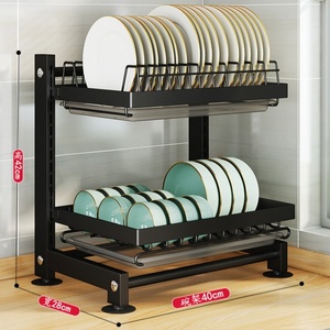 Escurridor de Platos Ajustable de 2 Niveles de Acero Inoxidable con Bandeja Recolectora de Agua para Uso en Esquinas de Encimeras de <span class=keywords><strong>Cocina</strong></span>, Fácil de Limpiar/Almacenar - Product Image 4