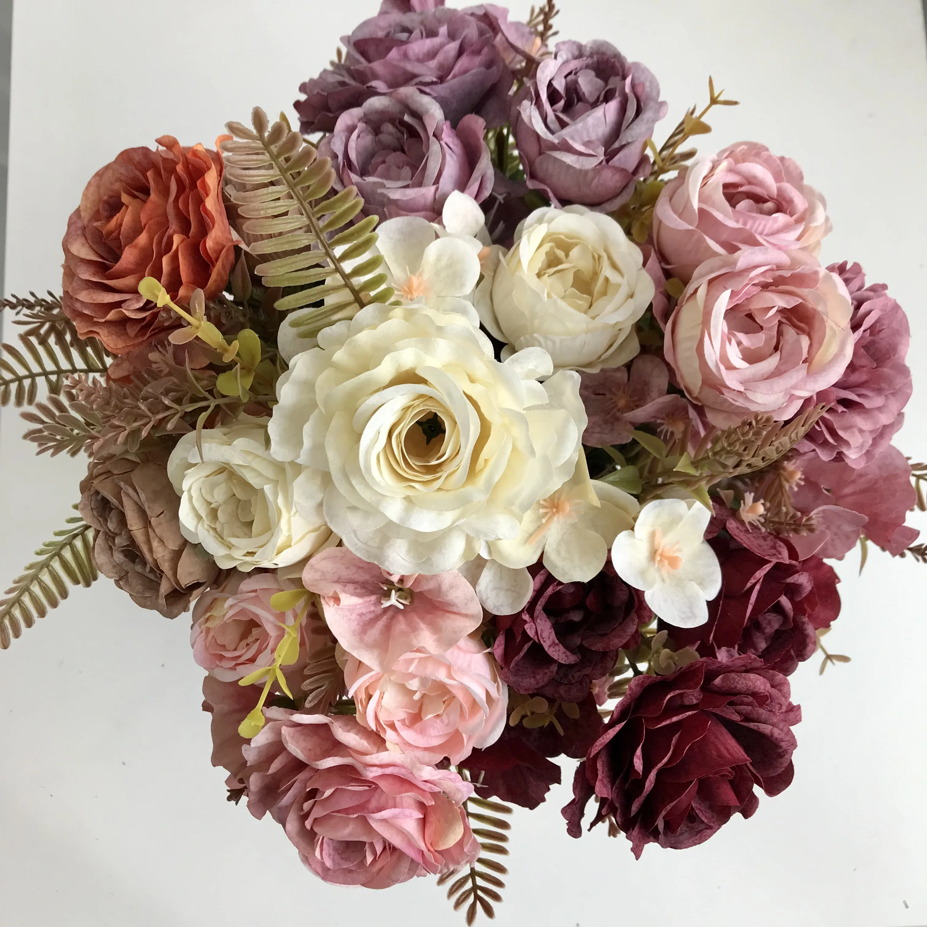 Diskon besar perlengkapan pernikahan rumah dekorasi bunga mawar sutra buatan buket kecil grosir tanaman hydrangea mawar