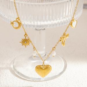 High-End Necklace with Heart Pendant Collarbone <b>Chain</b> <b>Titanium</b> Steel Jewelry Stainless Steel Link <b>Chain</b> - Product Image 1