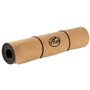 Kustom Tebal Eco Logo Dropshipping Konduktif Termurah Yoga Mat Cork Tpe Grosir