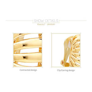 Boucles d'oreilles rondes à rayures creuses, boucles d'oreilles statement, plaquées or, pour oreilles non percées, bijoux, boucle d'oreille <span class=keywords><strong>femme</strong></span> - Product Image 3