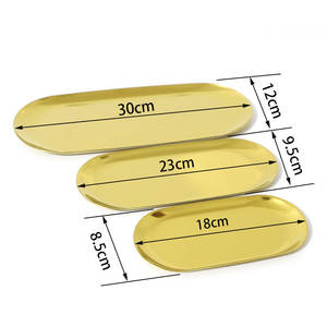 Serviette ovale en métal en acier inoxydable, plateau de rangement, pour aliments secs, thé, pain au chocolat, <span class=keywords><strong>café</strong></span>, bonbons, livraison gratuite - Product Image 3