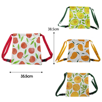 Trendy, eenvoudige, ecovriendelijke, zachte canvas rugzak met trekkoord, grote capaciteit, draagbaar, fruitthema schouderband