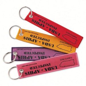 Custom Jet <b>Keychain</b> Embroidered Logo Twill Fabric <b>Anime</b> Woven Label Custom Size Promotional Brand Key Tag Decoration Gifts - Product Image 1