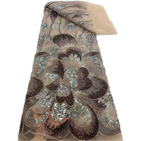 Tissu en dentelle africaine à sequins colorés NI.AI pour robes de mariée pour femmes