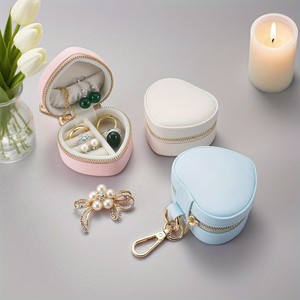 Estuche de Viaje para Joyas en Forma de Corazón, Caja de Joyería con Forma de Corazón, Porta Anillos, Llavero - Product Image 2