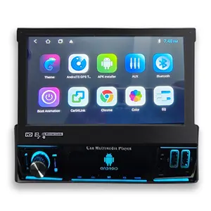 Autoradio1 tek din 7 inç geri çekilebilir BT araba stereo ile gps ve ekran ayna bağlantı