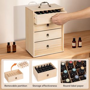 Boîte de rangement en bois pour huiles essentielles, tiroir double couche avec poignée pour l'organisation du maquillage, des parfums et des rouges à lèvres - Product Image 5