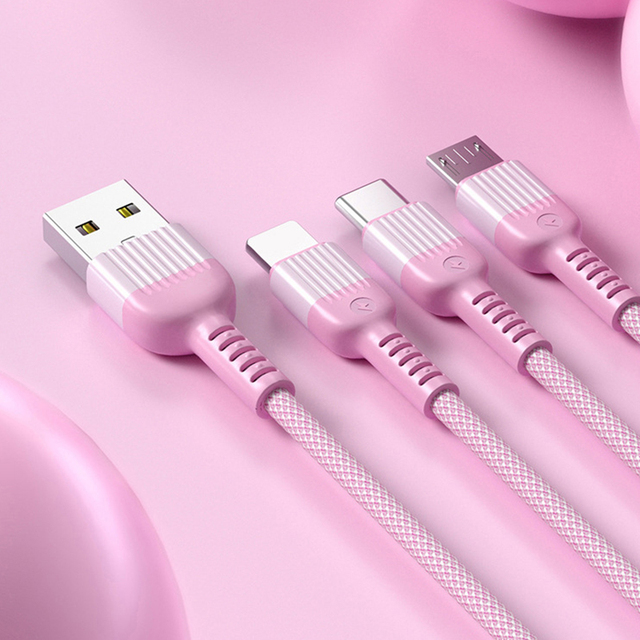 High Quality Usb 2.4A Fast 3 in 1 Multi Nylon Braided Type c Fast Charging Cable for Iphone14 13 12 11 Pro Max for Android Ios