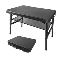 Table de camping pliable en plastique avec logo personnalisé, table pliable portable pour l'extérieur avec boîte de rangement portable