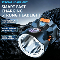 Linterna Frontal LED Ajustable Súper Brillante de Alta Potencia, Impermeable IP55, Carga USB-C, Indicador de Batería de 4 Niveles, Alcance de 200-299 Metros