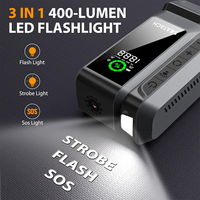 Démarreur de voiture 6-en-1 12V, batterie externe robuste avec gonfleur de pneus et lumière LED
