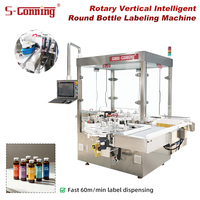 Étiqueteuse automatique rotative verticale pour bouteilles rondes, capacité maximale de 700 bouteilles par minute, pour l'étiquetage des flacons de liquides oraux, des ampoules et des flacons.