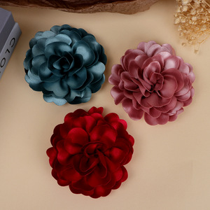 Double Layer Fabric Camellia Flower Hair Accessories For Wedding Clothing <b>Shoes</b> Bag <b>Decoration</b> Round Cloth Handmade DIY - Product Image 3