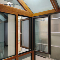 Fenêtre à battant en aluminium à rupture de pont thermique de luxe avec moustiquaire monobloc et verre trempé pour villa et hôtel