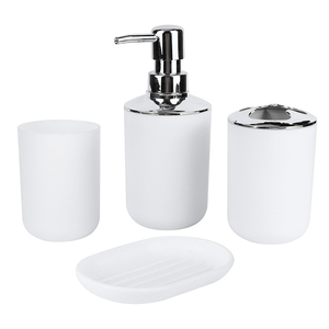 Modern Bathroom Accessory Plastic Portable Toothbrush Holder 4-piece Bathroom Accessory Set