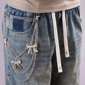 จี้โลหะหลายชั้นรูปโบว์ สายคล้องกางเกง โลหะผสมสังกะสี สำหรับทุกเพศ สไตล์ลำลอง สายคาดเอว ฮิปฮอป ทันสมัย สไตล์ยุโรปอเมริกัน - Product Image 2