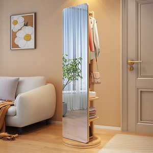 <span class=keywords><strong>Specchio</strong></span> a Figura Intera in Legno Massello <span class=keywords><strong>Specchio</strong></span> da Terra per Camera da Letto <span class=keywords><strong>Specchio</strong></span> da Toeletta Girevole <span class=keywords><strong>con</strong></span> <span class=keywords><strong>Appendiabiti</strong></span> e Contenitore Integrati - Product Image 3