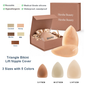 Cache-tétons triangulaires réutilisables en <span class=keywords><strong>silicone</strong></span>, étanches, ultra-fins, <span class=keywords><strong>push</strong></span>-<span class=keywords><strong>up</strong></span>, sans bretelles, pour marque privée (fabrication en usine) - Product Image 2