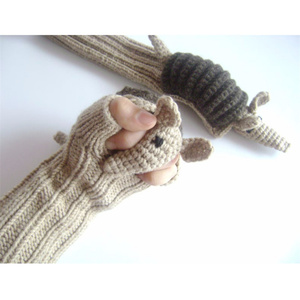 Mitaines en tricot d'animaux au crochet en gros, costumes d'animaux faits à la main, chauffe-bras longs sans doigts, gants marionnettes personnalisés - Product Image 2