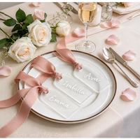 Cartes de nom personnalisées en acrylique avec ruban, étiquettes personnalisées en gros pour invités de mariage, événements, banquets, fêtes et cadeaux