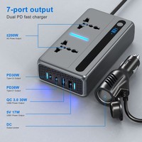NOVUS NCI008 300W Convertisseur de courant pour véhicule 100% efficace avec port de charge USB pour le camping et la randonnée 12V/24V DC vers 220V AC