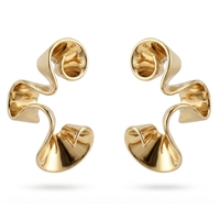 Pendientes Escultóricos Ondulados de Latón Chapado en Oro de 18K, Pendientes Colgantes con Cinta Curva Geométrica y Atrevida para Mujer, Ideales para Fiestas