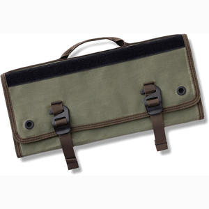 Échantillon gratuit sac à couteaux de chef sac à couteaux robuste en cuir véritable sac de rangement d'outils avec tablettes et cahiers style poche - Product Image 1