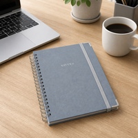 Carnet à couverture unie A5, journal premium, reliure spirale double argentée, papier lisse, logo personnalisé pour entreprise, exécutif
