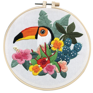 Kits de broderie JP Parrot Series Kits de point de croix Kit de broderie estampillé motif floral pour débutants - Product Image 1