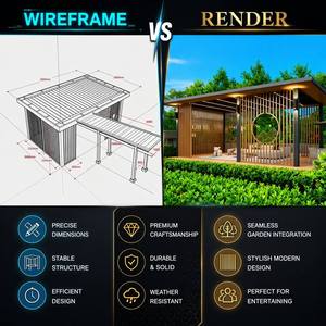Pérgola de Aluminio para Exteriores Personalizable, Retráctil y Motorizada, Bioclimática <span class=keywords><strong>con</strong></span> Accesorio LED Opcional - Product Image 5