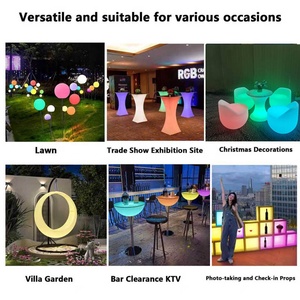 Juegos de muebles de barra LED, taburetes de mesa de cóctel brillantes portátiles de 16 colores, resistentes al agua, ecológicos, duraderos, diseño moderno para - Product Image 4