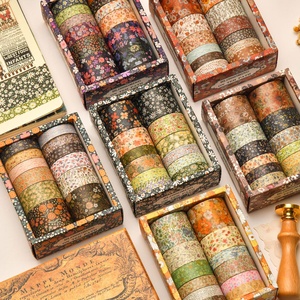 Cinta Washi Floral Vintage de Protección Energética, Set de Regalo Espiritual, Flores en Flor, Decoración para Diario, Manualidades, Decoración de Plantas, Papelería - Product Image 1