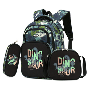 Sac à dos enfant 3-en-1 personnalisé OEM/ODM avec impression de dessins animés, imperméable, ensemble 3 pièces avec sac à déjeuner et trousse pour garçons - Product Image 1
