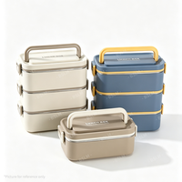 Boîte à lunch carrée portable en acier inoxydable multicouche, étanche, chauffable, écologique, avec cuillère et bol à soupe pour adulte – Vente en gros