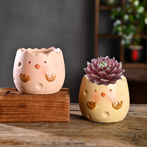 Pots à succulentes en céramique créatifs en forme d'animaux de dessin animé, pots en <span class=keywords><strong>terre</strong></span> <span class=keywords><strong>cuite</strong></span> spéciaux pour la maison, contrôle des racines, vente de liquidation en gros - Product Image 1